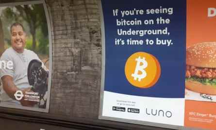Luno-Anzeigen für Bitcoin in der Londoner U-Bahn