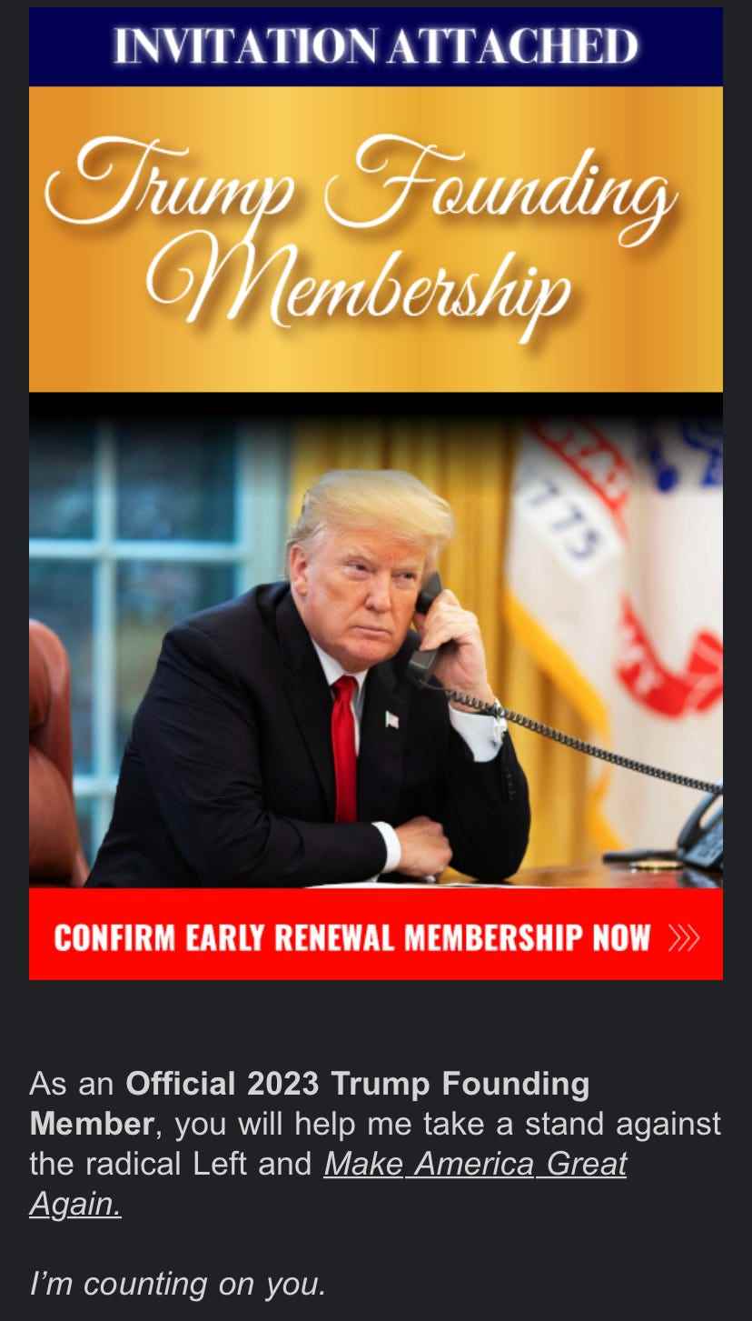 Trump Fundraising-Mitgliedschaftsbild