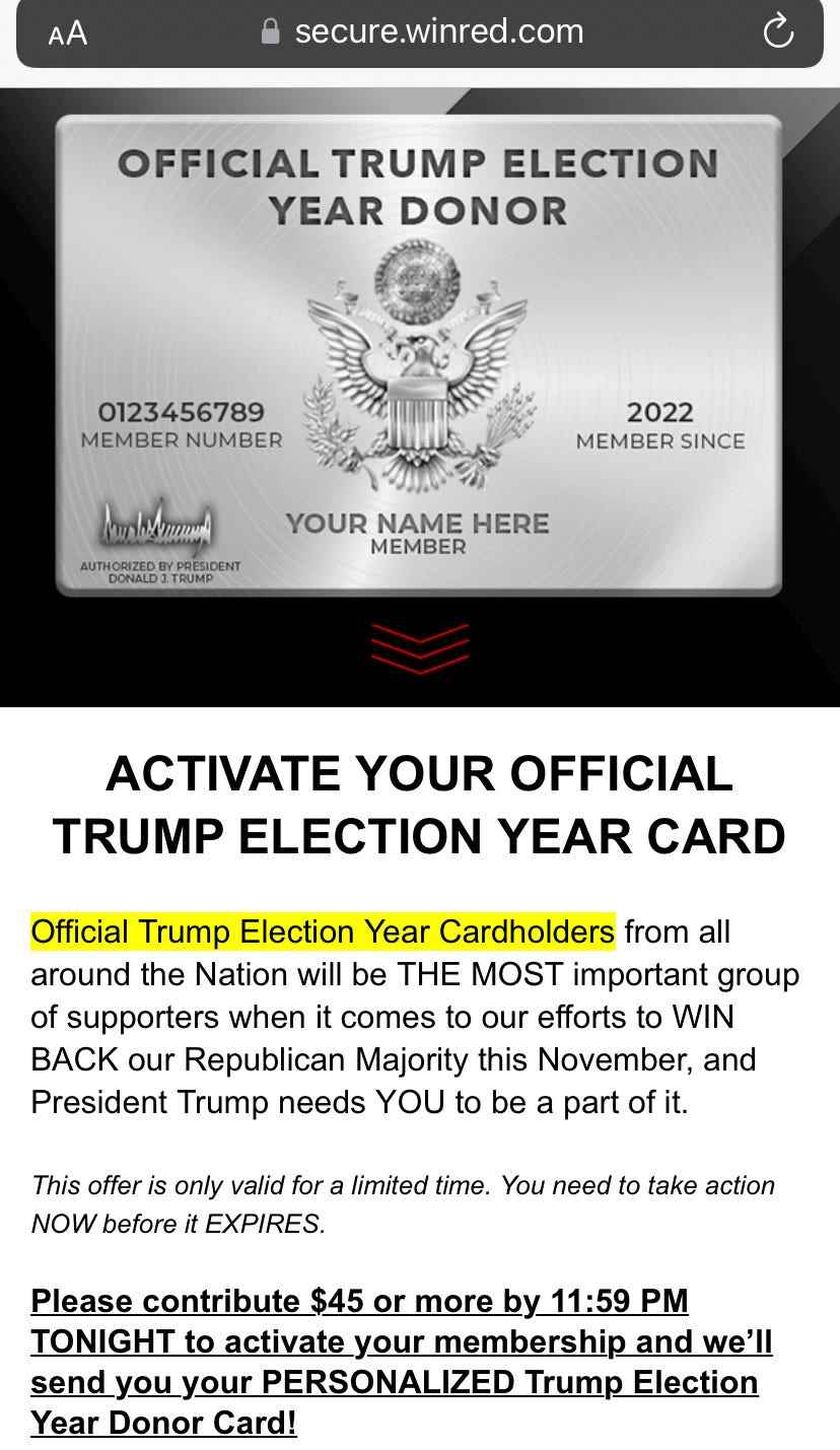 Spenderkarte für das Trump-Wahljahr
