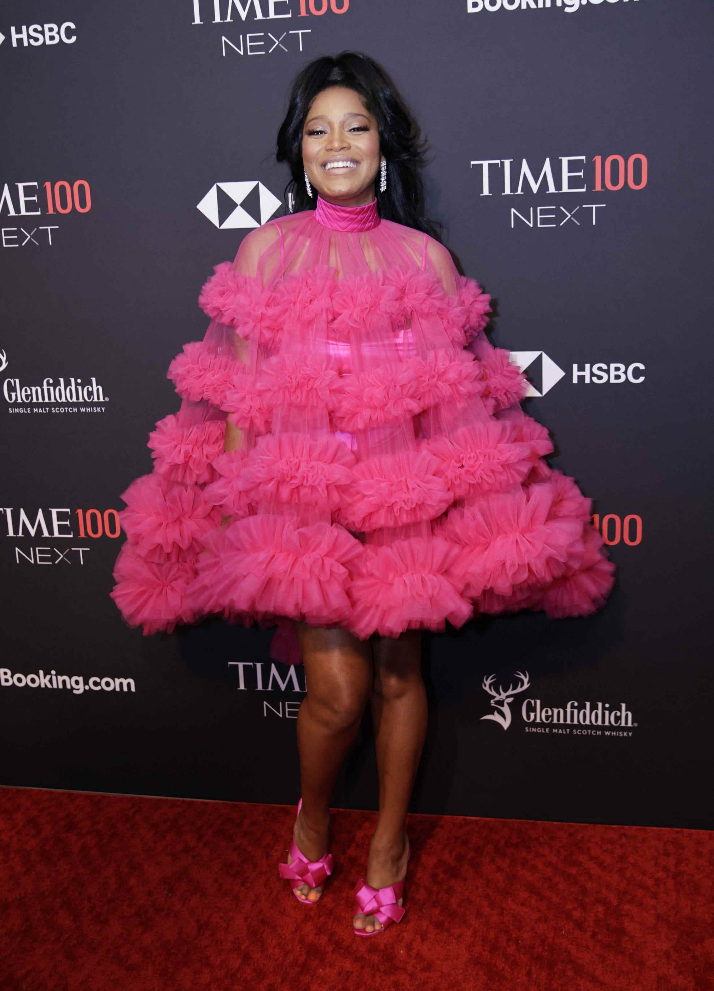 Keke Palmer trägt ein rosa Kleid und nimmt am 25. Oktober 2022 an der Time 100 Next-Gala teil.