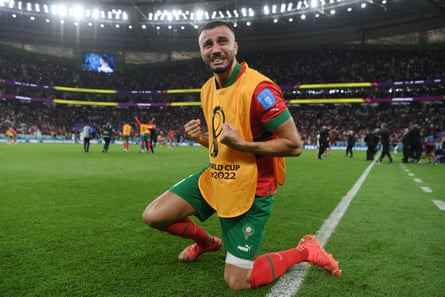 Der in Frankreich geborene Romain Saïss zeigt nach dem 1:0-Sieg gegen Portugal seine Emotionen.