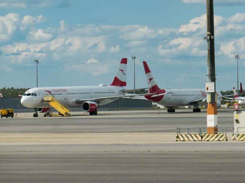 Flugzeuge der Austrian Airlines.