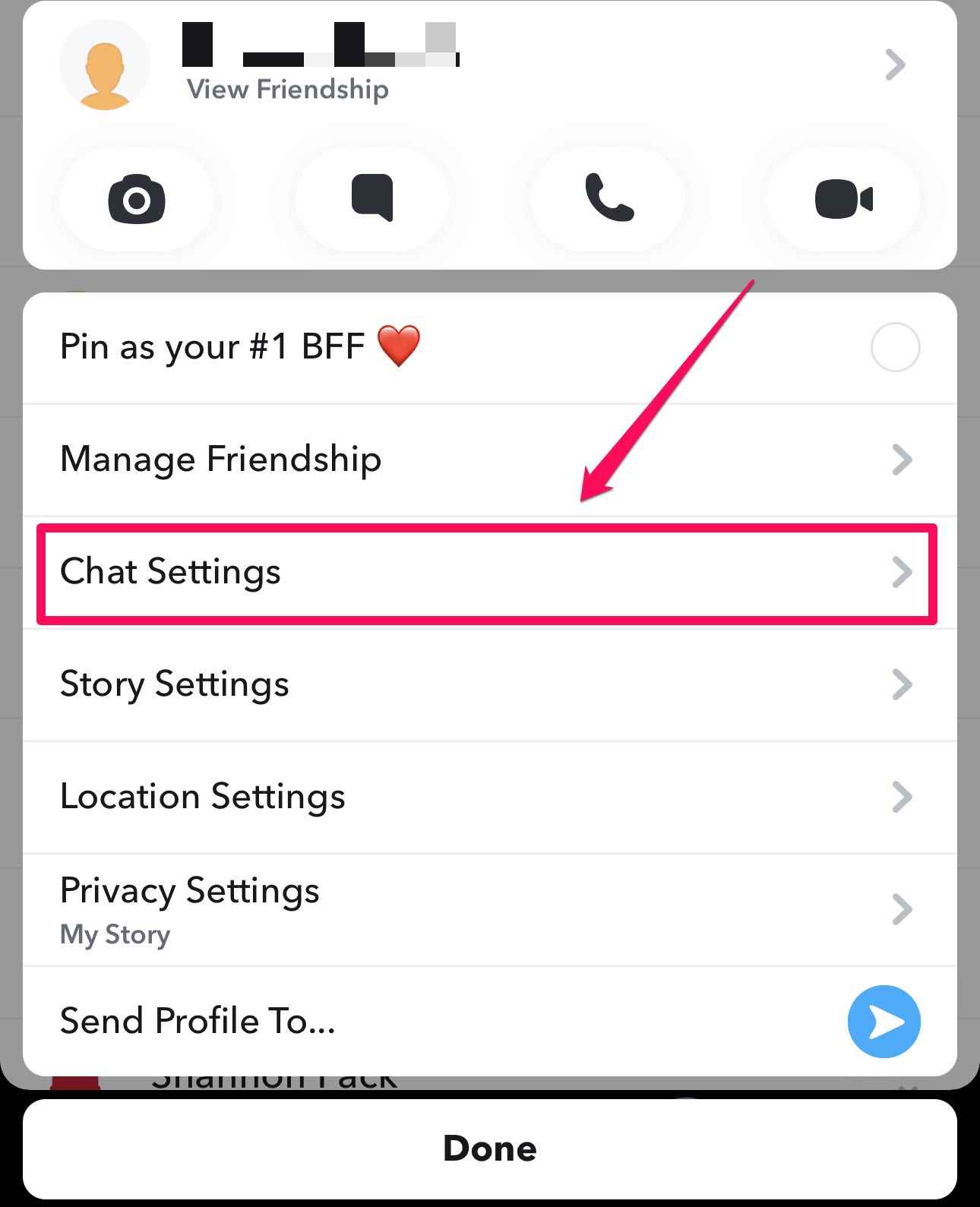 Die Chat-Seite in Snapchat.
