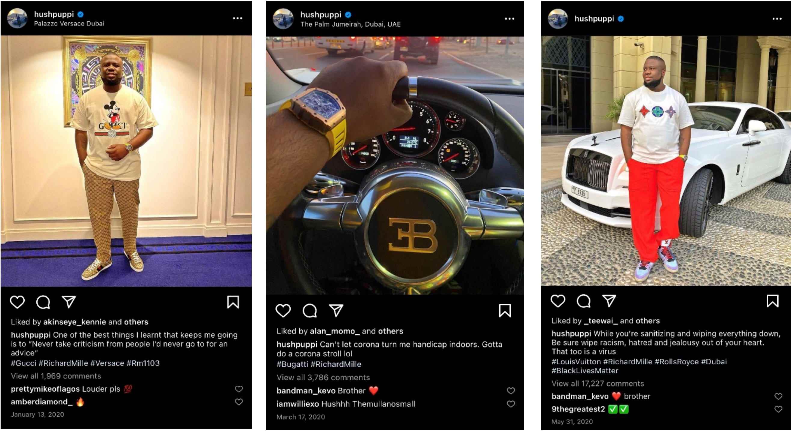 Screenshots von Abbas‘ Instagram-Posts, in denen er seine Richard-Mille-Uhr zur Schau stellte, die das FBI im Rahmen seiner Ermittlungen zu seinen Verbrechen erhalten hatte.