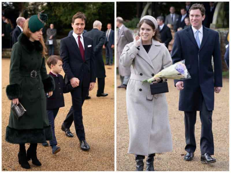 Prinzessin Beatrice und Prinzessin Eugenie mit ihren Familien in Sandringham am Weihnachtstag 2022