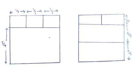 Die linke Seite passt auf ein 12 x 12-Raster, da Sie eine Seite durch 4 und die andere durch 3 teilen müssen. Die rechte auf ein 10 x 10-Raster, da Sie eine Seite durch 5 und die andere durch 2 teilen müssen.
