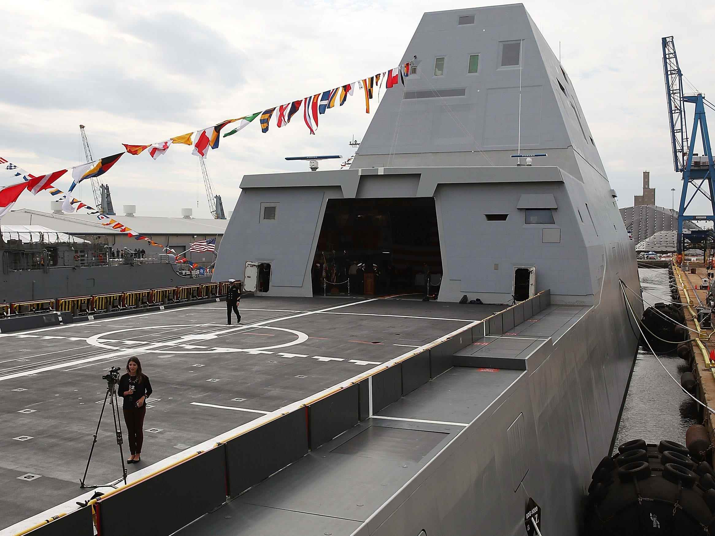 Das Achterdeck des neuen Lenkwaffen-Zerstörers USS Zumwalt der US Navy am 13. Oktober 2016 in Baltimore, Maryland.