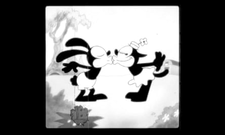 Ein Standbild aus einem neuen Zeichentrickfilm mit Oswald the Lucky Rabbit.  Die Figur gilt als Vorgänger von Mickey Mouse, wurde von Walt Disney für Universal kreiert und debütierte 1927.