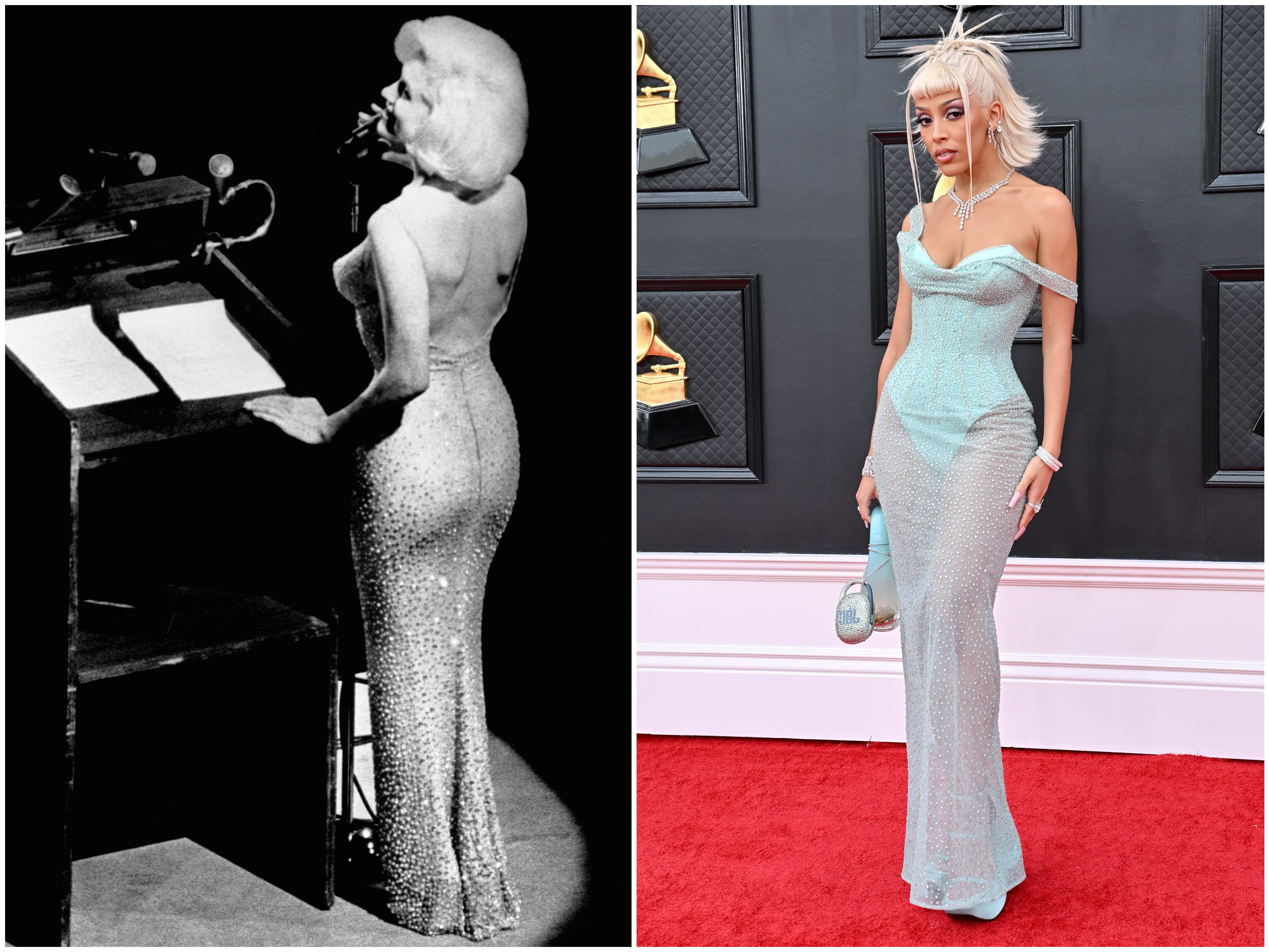 Doja Cat hat Marilyn Monroe bei den Grammy Awards 2022 gechannelt.