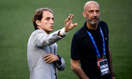 Roberto Mancini mit Gianluca Vialli vor der Euro 2020