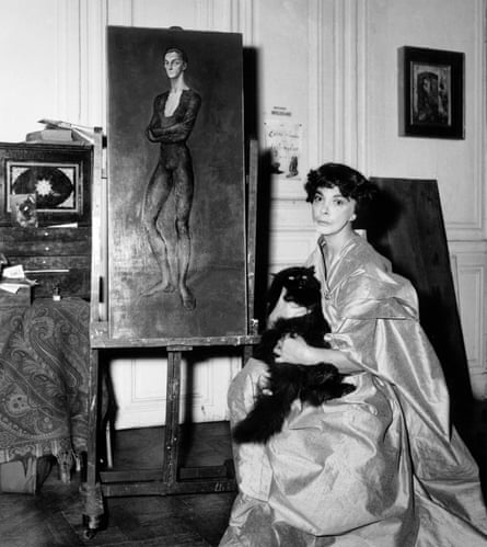 Fanatiker … Leonor Fini und ihr Perser, vor ihrem Porträt des Tänzers Raymond Larrain.