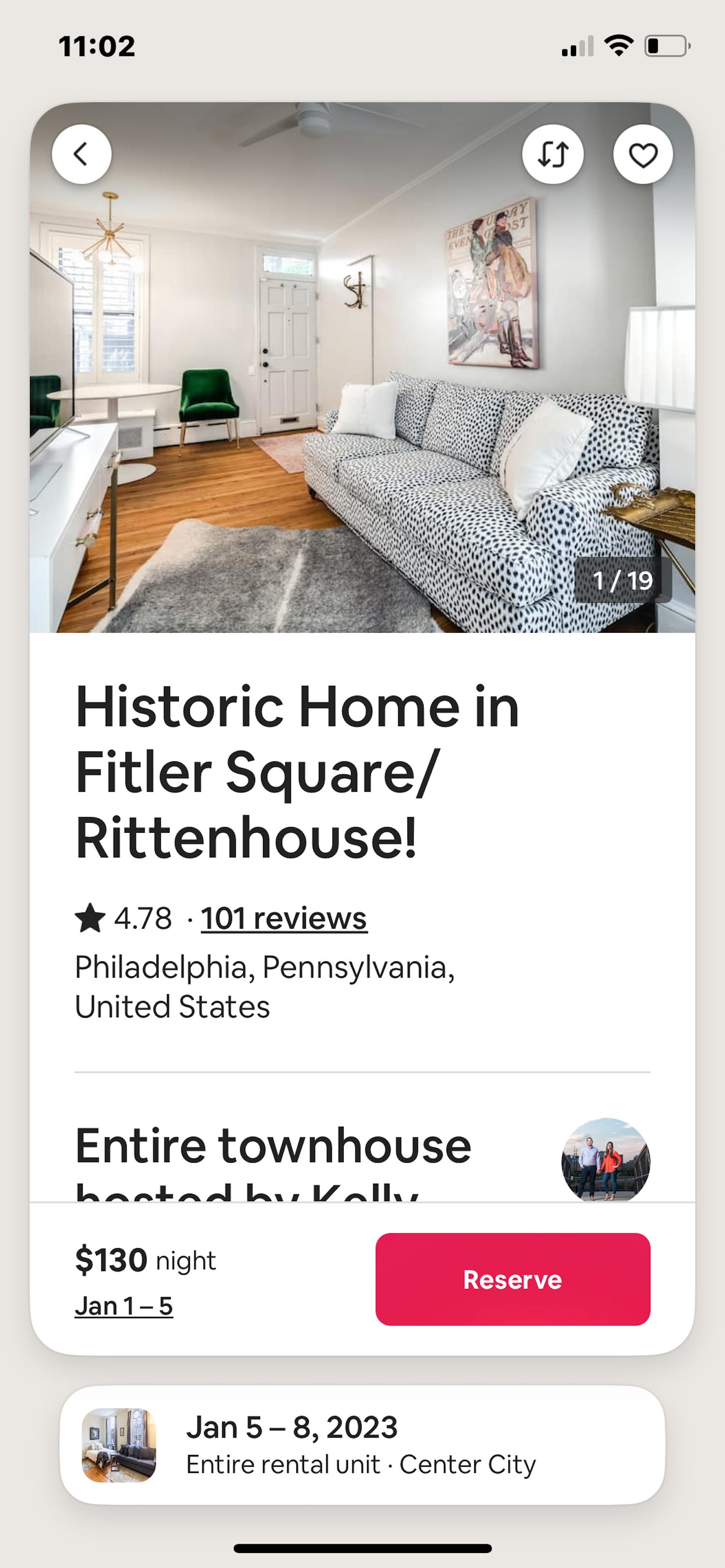 Ein Screenshot des Airbnb-Eintrags von Molly Flahertys Zuhause.