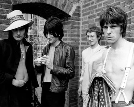 Die Jeff Beck Group um 1968: (vlnr) Rod Stewart, Ron Wood, Mickey Waller und Beck.