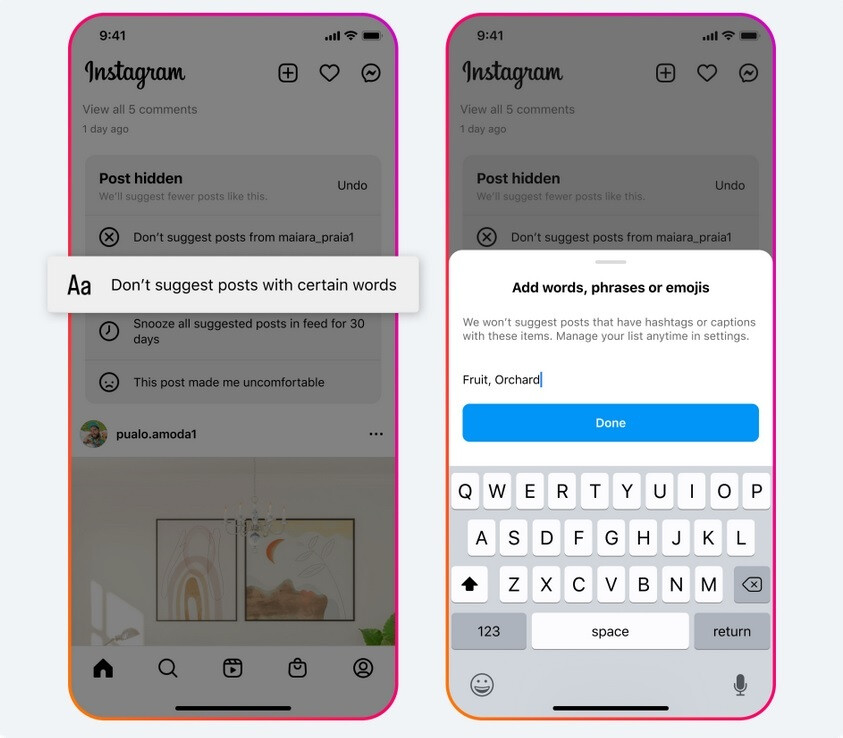 Posts ausblenden, die Wörter, Phrasen und Emojis enthalten, die Sie ausgewählt haben - Update to Instagram gibt jugendlichen Benutzern eine Funktion, die sie angefordert haben