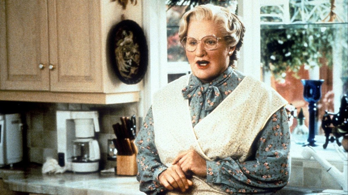 Robin Williams verkleidet als Mrs. Doubtfire