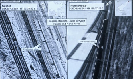 US-Satellitenbilder sollen Schienenfahrzeuge zeigen, die mit Waffen zwischen Russland und Nordkorea unterwegs sind