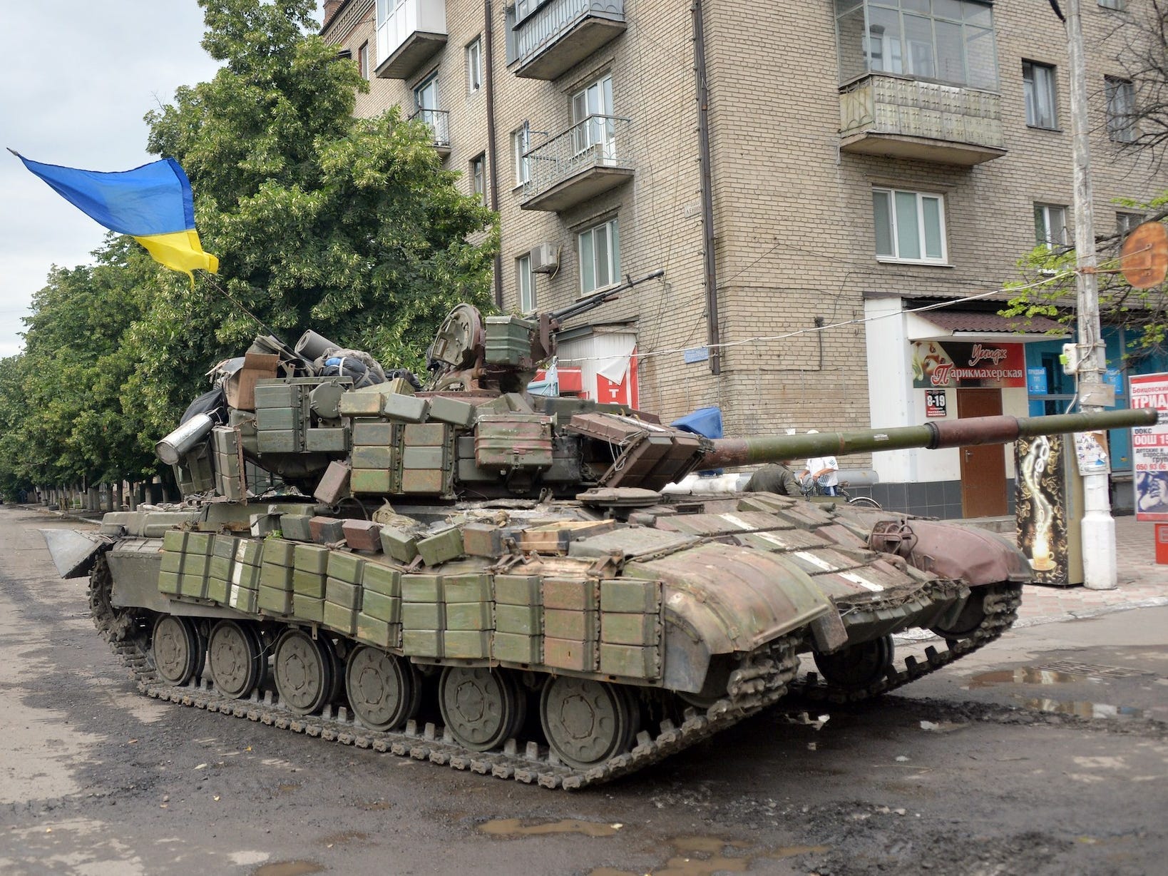 Ukrainischer Panzer in Slawjansk