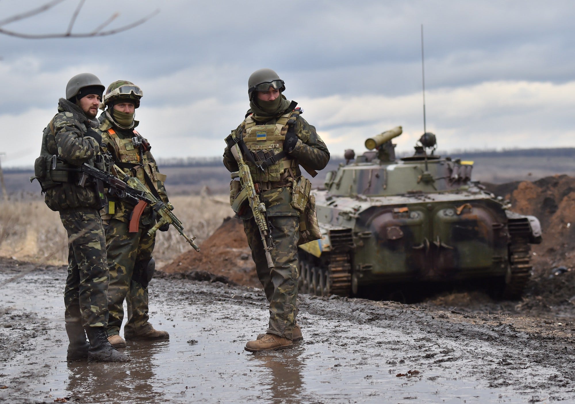 Ukrainische Militärsoldaten Debaltseve Donetsk