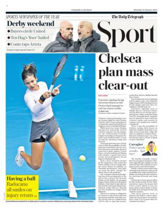 Hauptseite Sport im Telegraph vom Samstag
