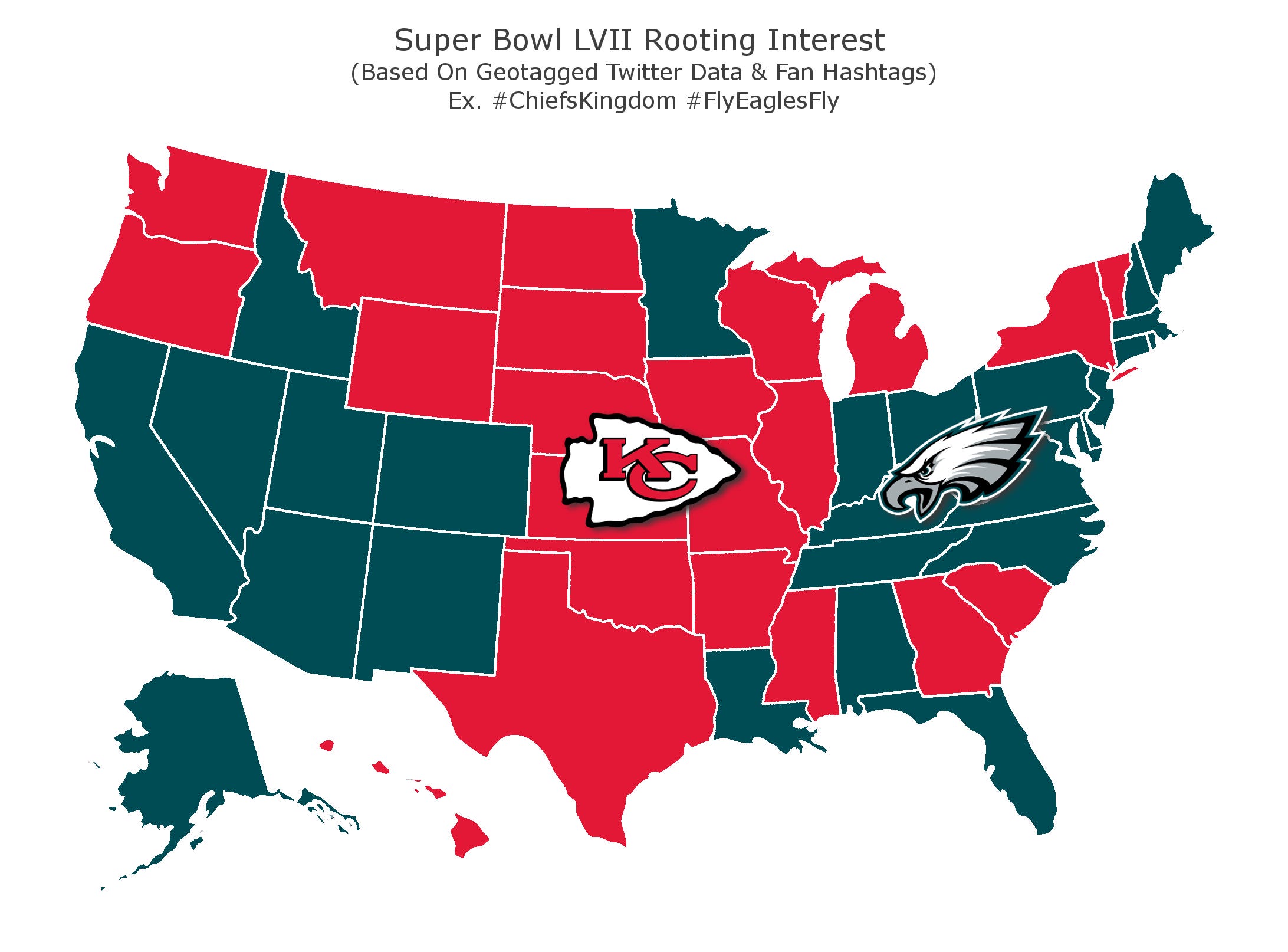 Super Bowl LVII weckt Interesse nach Bundesstaaten.