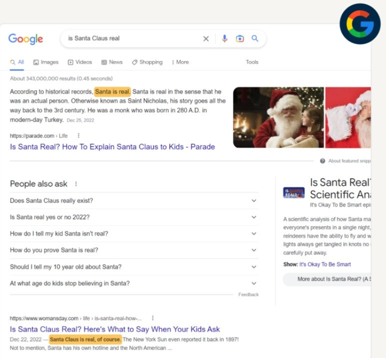 Google sagt, der Weihnachtsmann sei echt – Suchwettbewerb lässt Google gegen ChatGPT antreten;  welcher war der Gewinner?