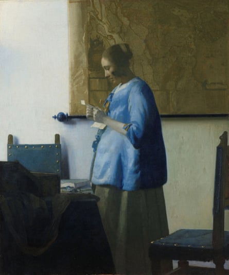 Frau in Blau, die einen Brief liest, 1662-64.