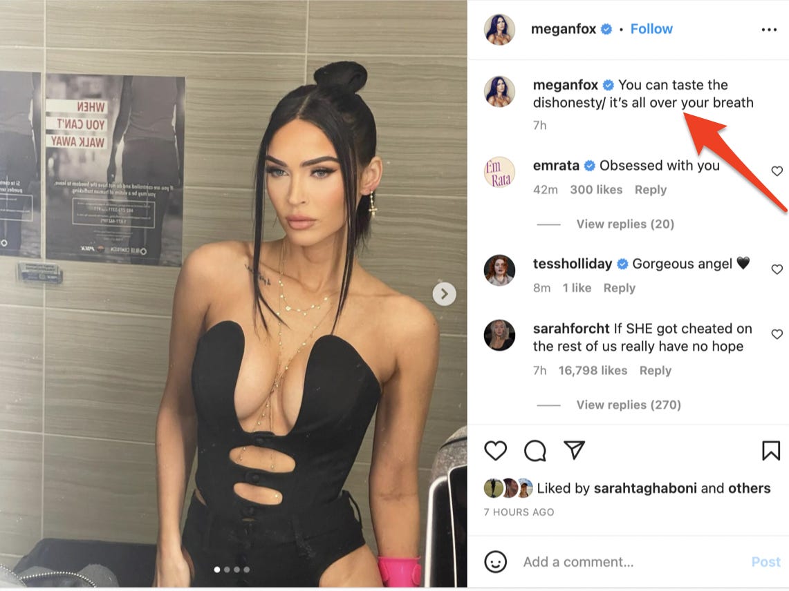 Megan Fox Instagram-Post mit kryptischer Beschriftung Beyoncé-Text angeblich in Richtung Machine Gun Kelly