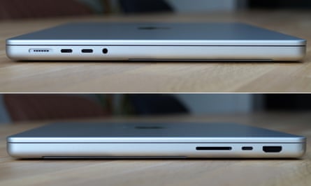 Die Anschlüsse an der Seite des 14-Zoll-MacBook Pro M2 Pro
