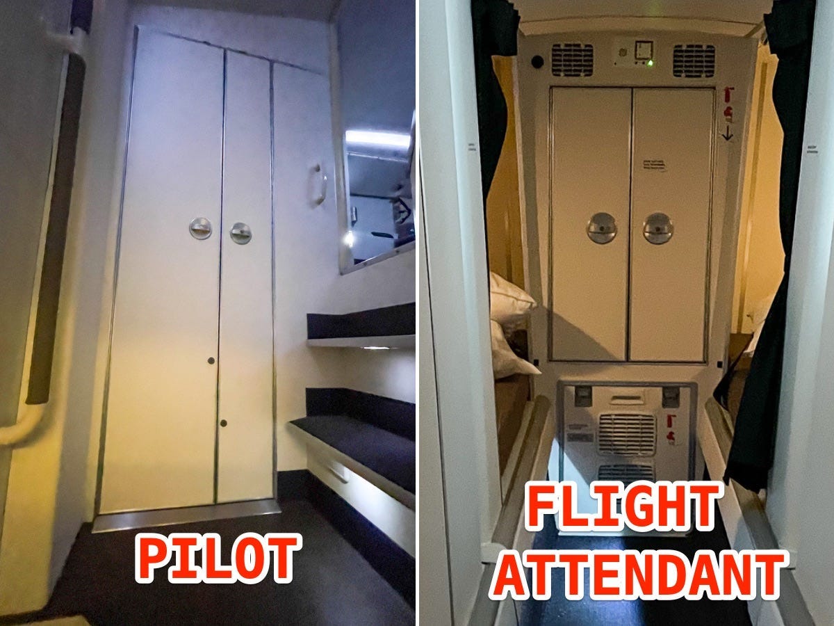 Sowohl die Flugbegleiter als auch die Piloten hatten Zugang zu Stauräumen für ihre Uniformen.
