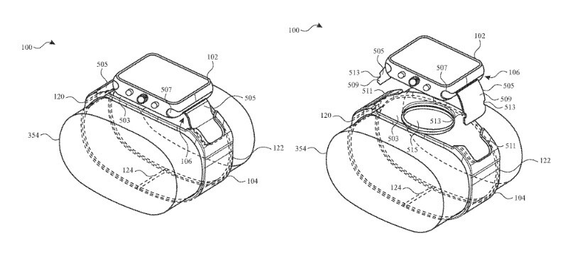 Bild aus dem Patent, das zeigt, wie Benutzer auf eine Kamera auf der Unterseite der Apple Watch zugreifen würden – Apple erhält ein Patent für ein faszinierendes neues Kamerasystem für die Apple Watch