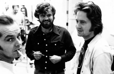 Dreharbeiten zu „Einer flog über das Kuckucksnest“ mit Jack Nicholson (links) und Produktionsleiter Joel Douglas.