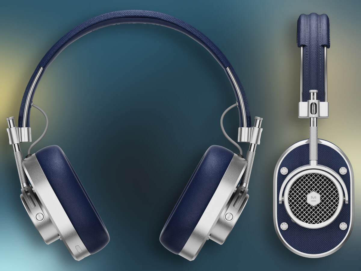 Silber und Navy ist eine stilvolle Kombination, die zu jeder Ära passt.  - Die drahtlosen Kopfhörer MH40 von M&D sind die Wiedergeburt eines Vintage-Klassikers