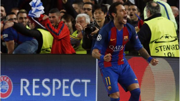 Neymar feiert während Barcelonas 'Remontada'-Sieg gegen Paris St-Germain