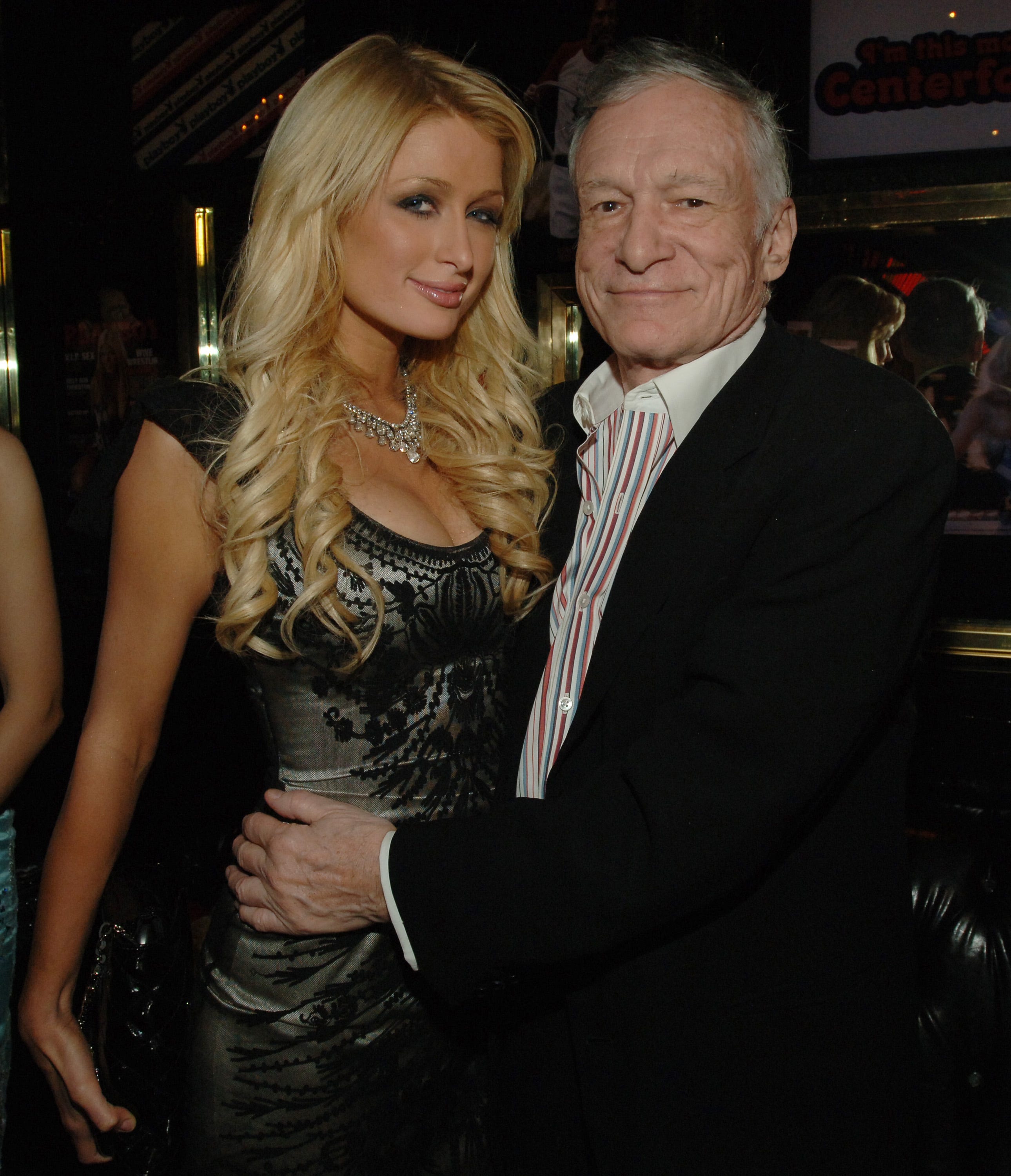 Paris Hilton und Hugh Hefner bei der 81. Geburtstagsfeier des Playboy-Gründers im Jahr 2007.