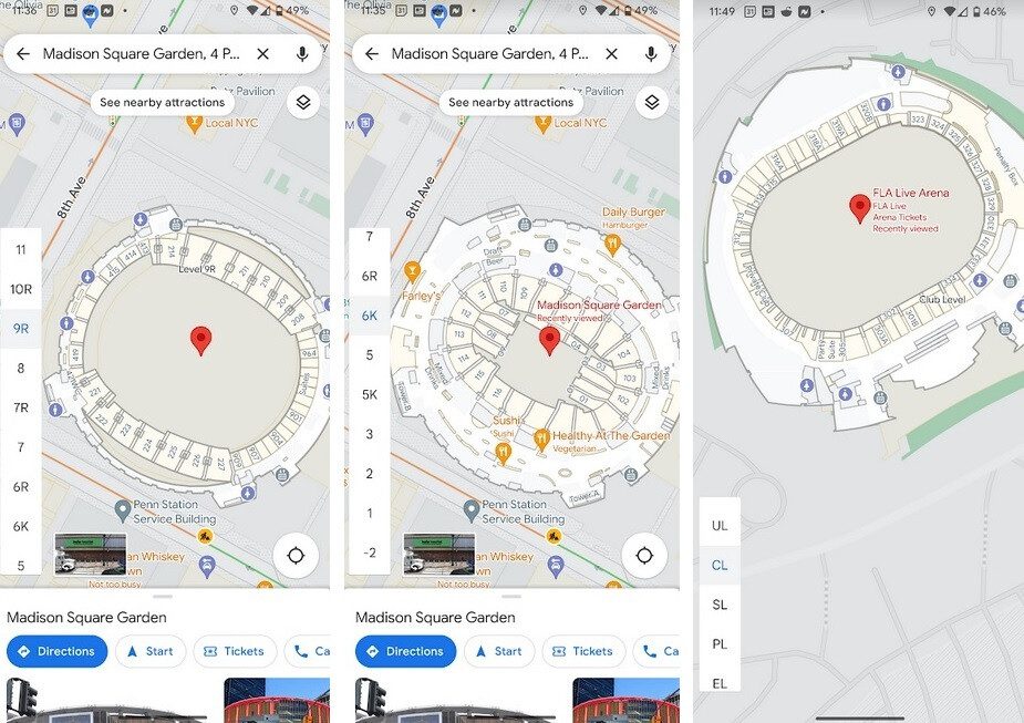Google Maps zeigt verschiedene Sitzebenen für MSG (Rangers, Knicks) und die FLA Live Arena – Die Einführung des aufregendsten Google Maps-Erlebnisses hat begonnen