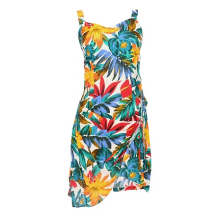 Kurzes Kleid mit tropischem Blumendruck