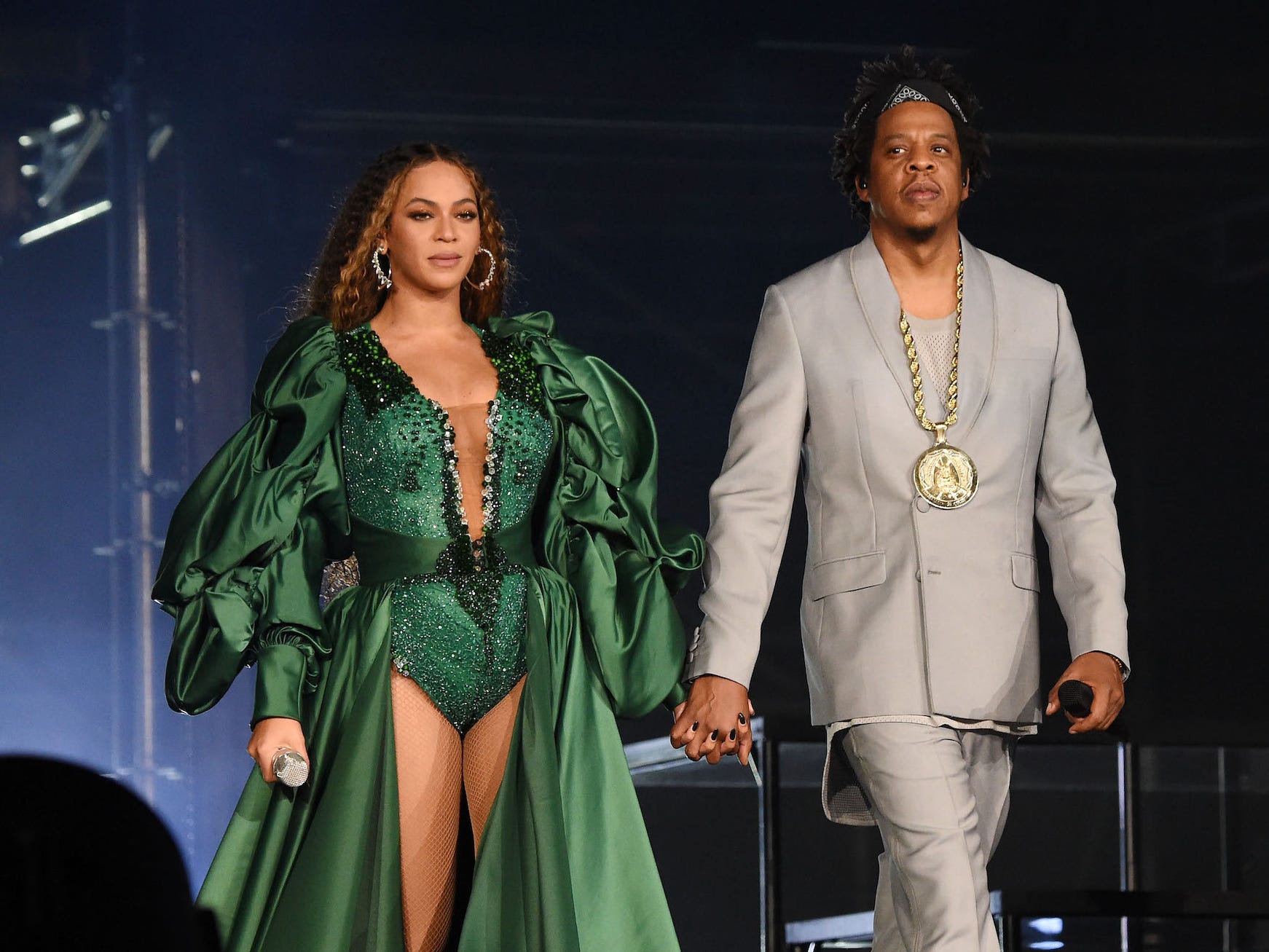 Beyonce und Jay-Z treten während des Global Citizen Festivals: Mandela 100 im FNB Stadium auf.