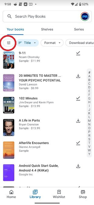 Sie können auch festlegen, dass ein Index angezeigt wird, damit Sie ein E-Book schnell nach Titel oder Autor finden können – Google fügt der Android Play Books-App nützliche neue Funktionen hinzu