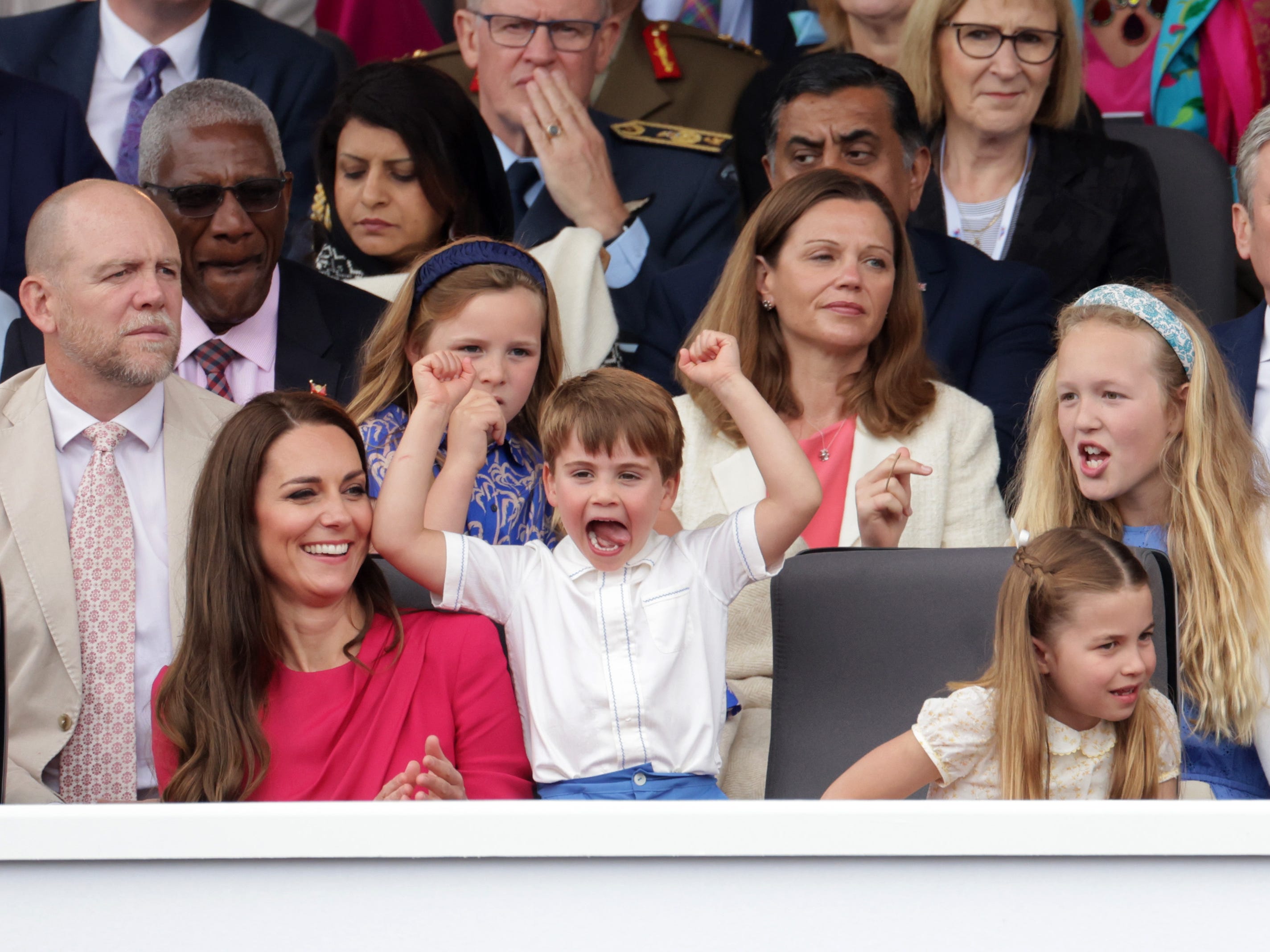 Kate Middleton, Prinz Louis und Prinzessin Charlotte im Juni.