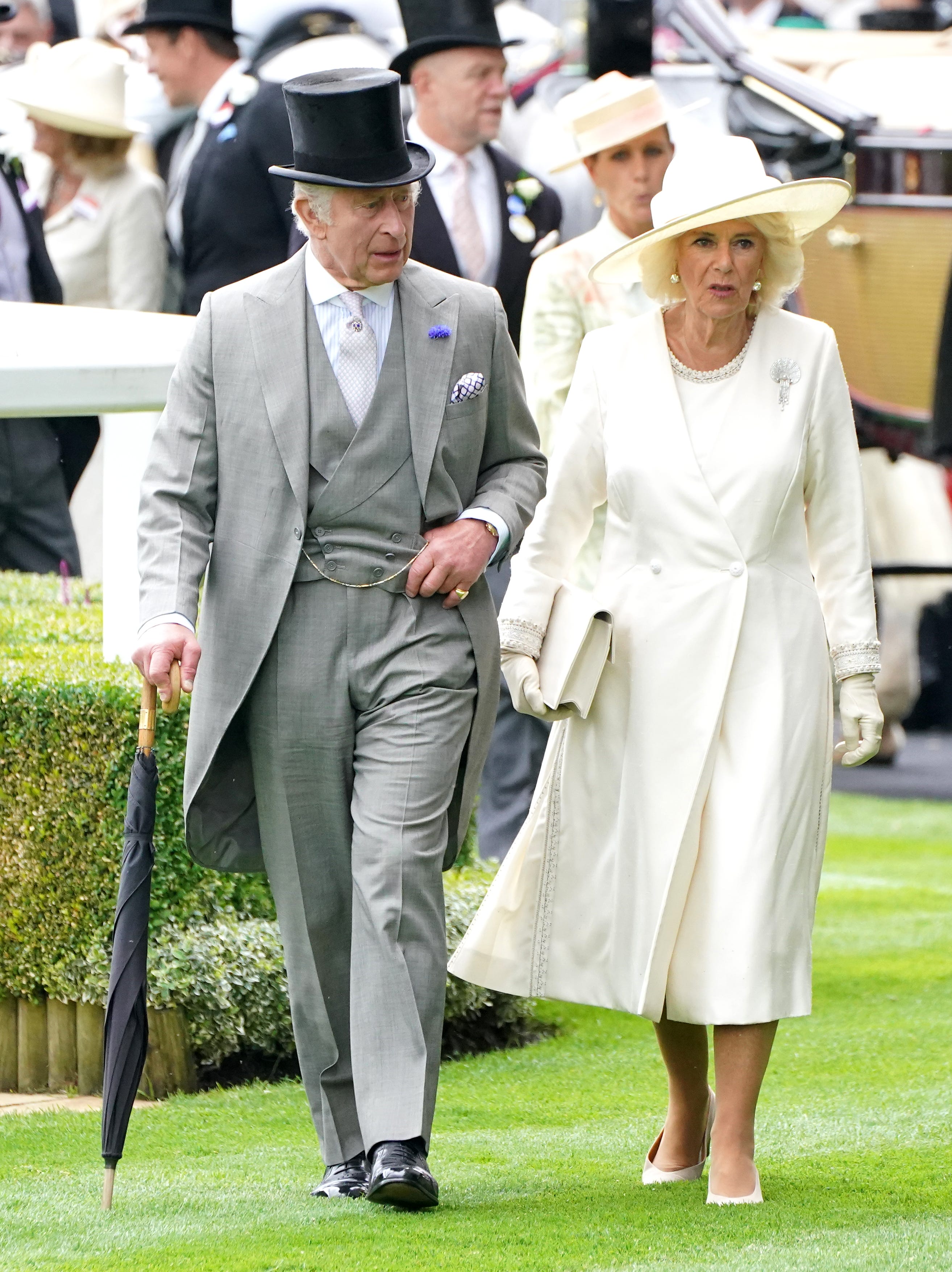 König Charles III. und Königin Camilla treffen am 20. Juni 2023 zum ersten Tag von Royal Ascot ein.