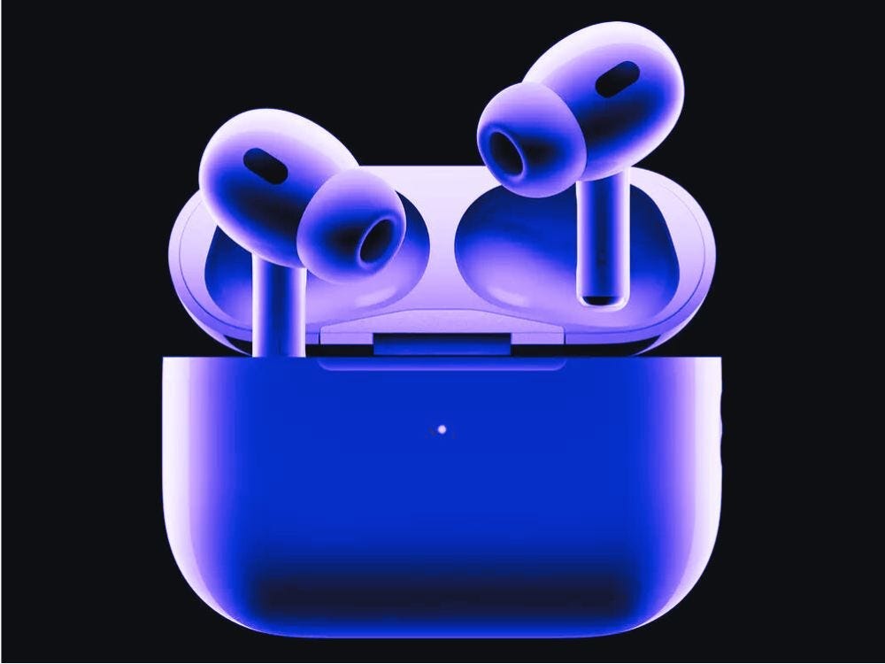 AirPods Pro 2 mit lila Beleuchtung
