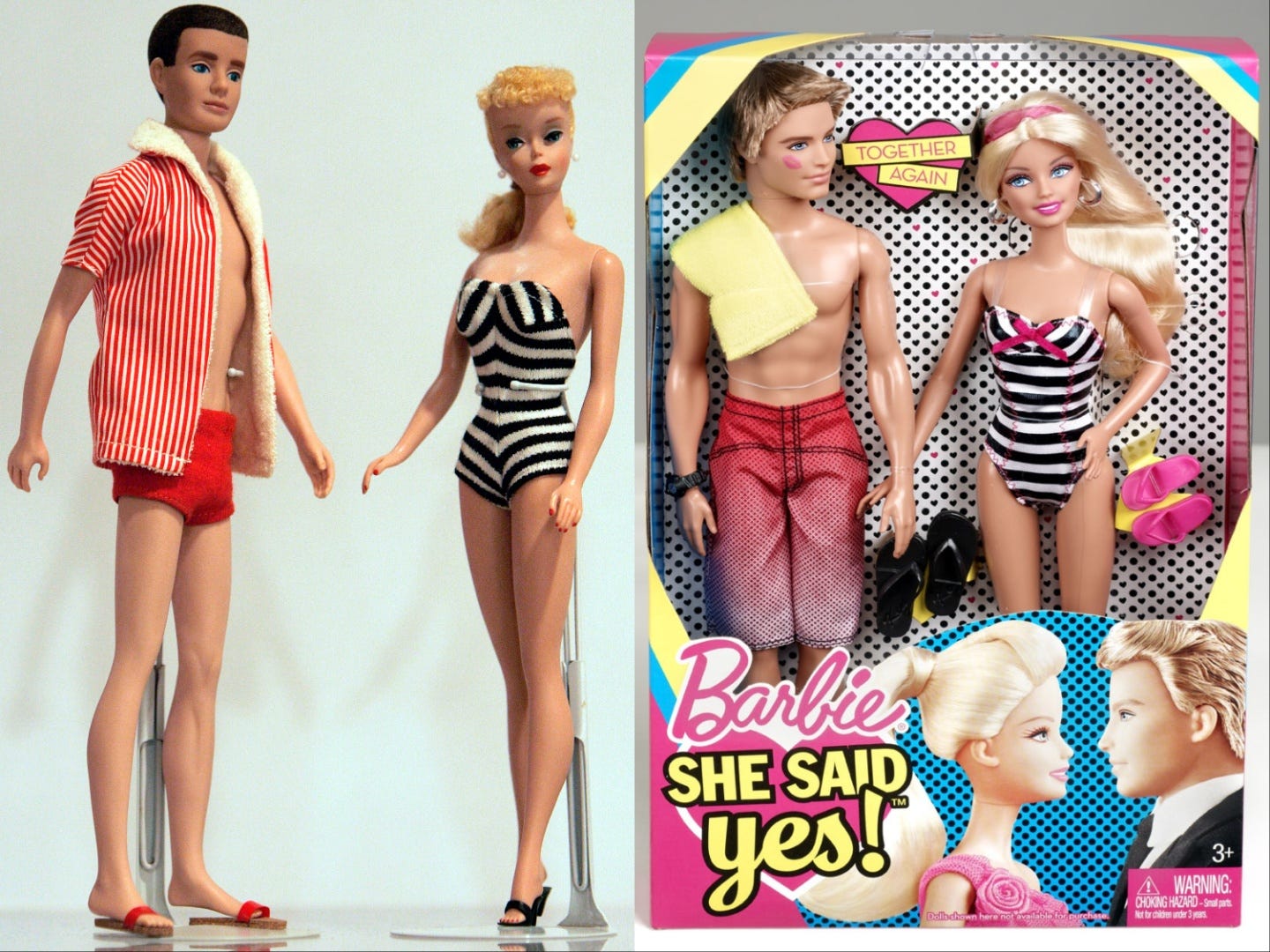 Barbie- und Ken-Puppen von 1959 und 1961 sowie Barbie- und Ken-Puppen von 2011