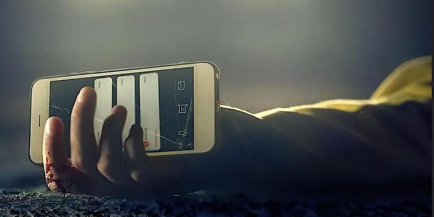 „How I Caught My Killer“-Werbebild einer Hand mit einem Telefon.