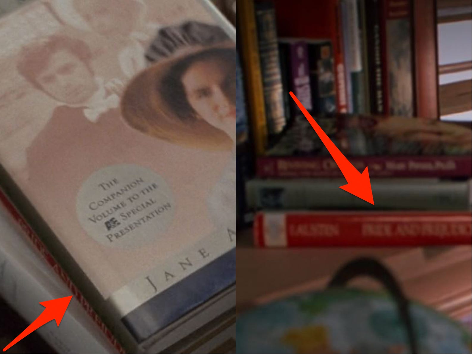 Ein Stapel Bücher in Mias Zimmer in „The Princess Diaries“ neben dem Stapel, der ihr geschenkt wurde.