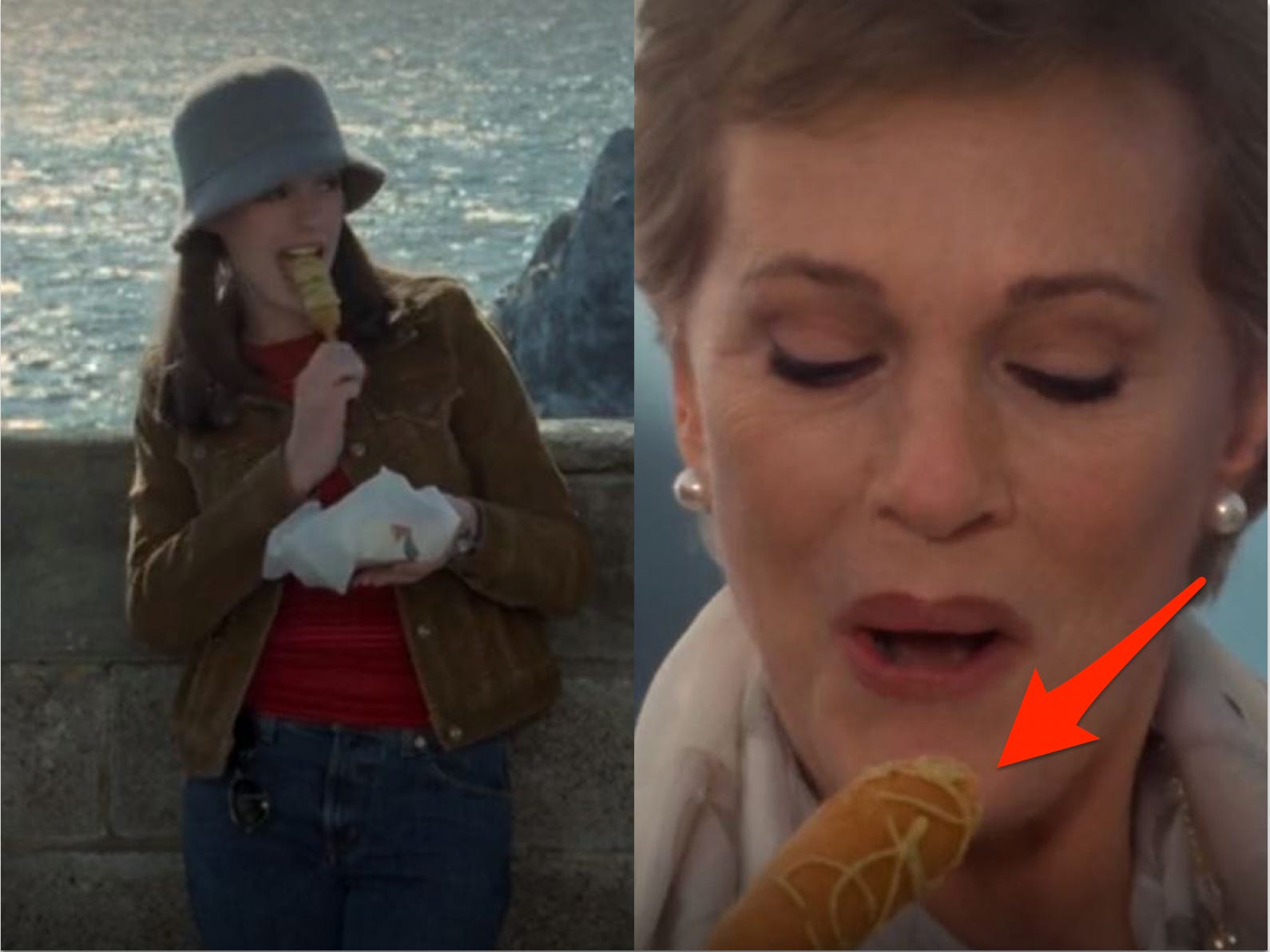 Mia und Clarisse essen in „The Princess Diaries“ einen Corn Dog.