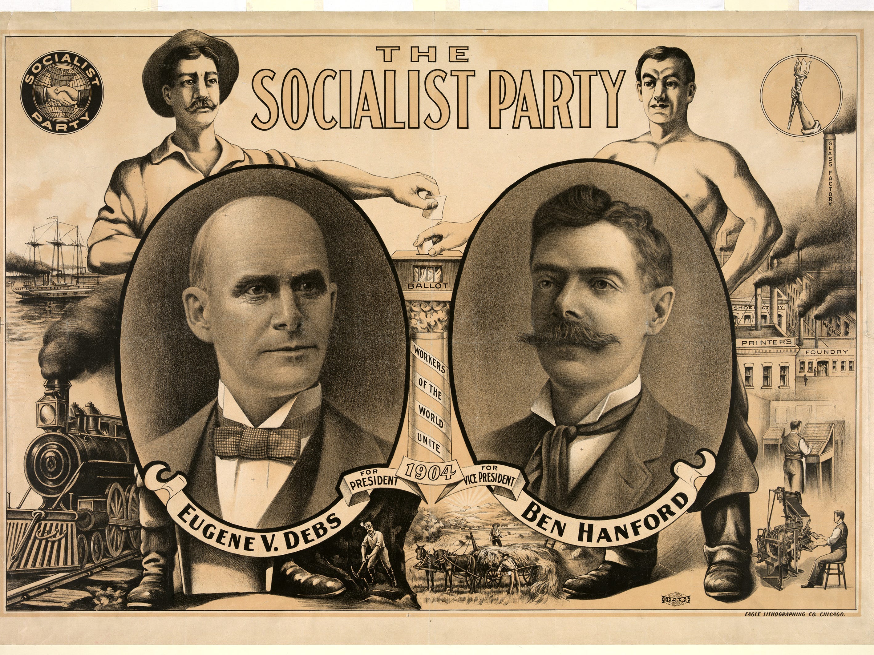 Die sozialistische Partei 1904 Eugene V. Debs und Ben Hanford.