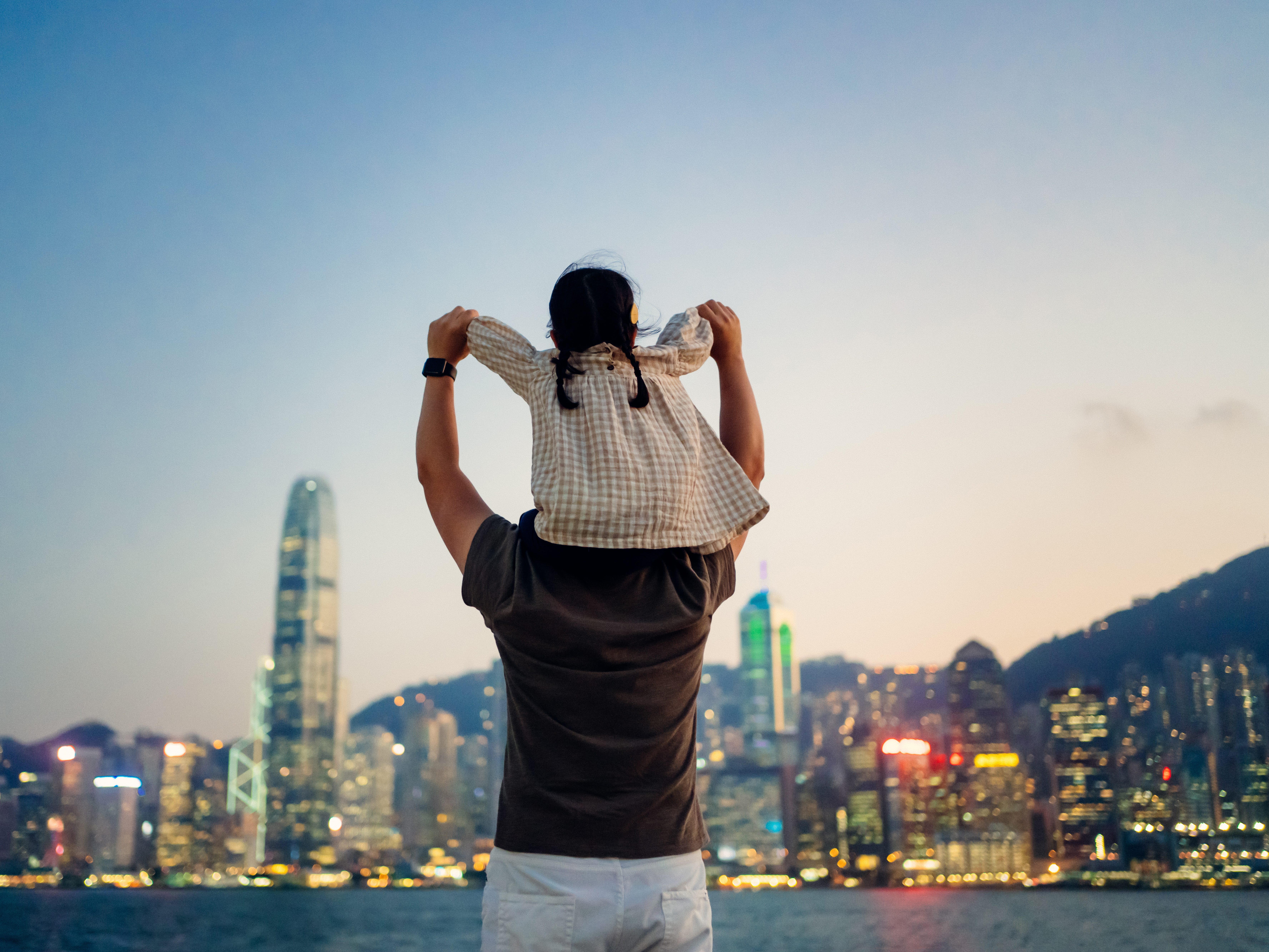 Vater und Tochter in Hongkong