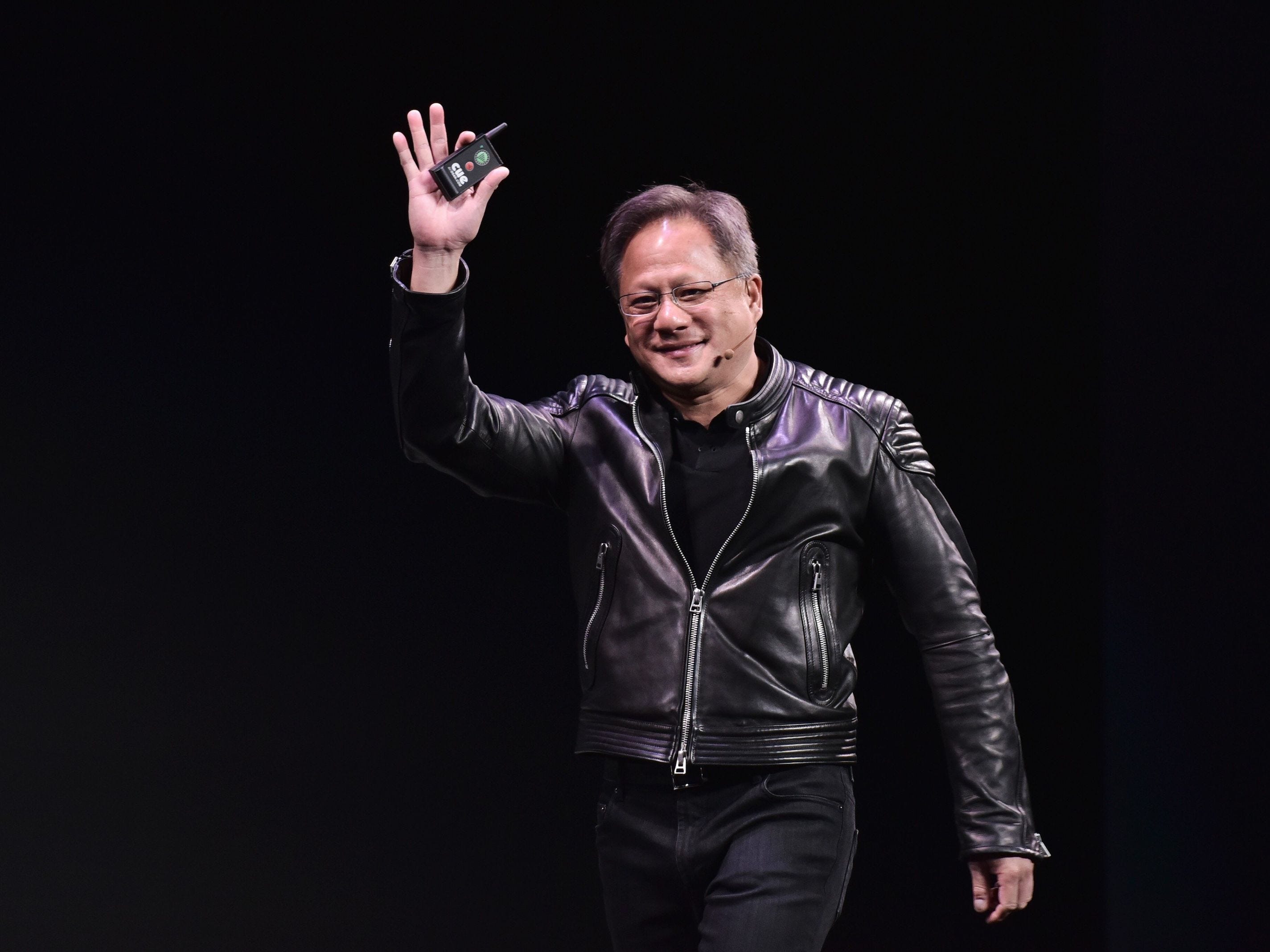 Jensen Huang – Jensen Huang, CEO von Nvidia, spricht während einer Pressekonferenz im MGM während der CES 2018 in Las Vegas am 7. Januar 2018.