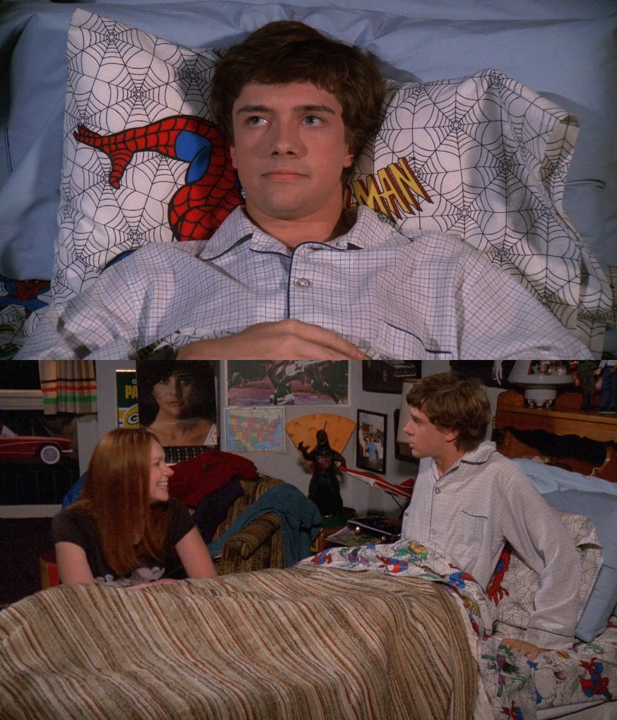 Eric Formans Spider-Man-Bettwäsche, gesehen in der zweiten Staffel von „That '70s Show“.