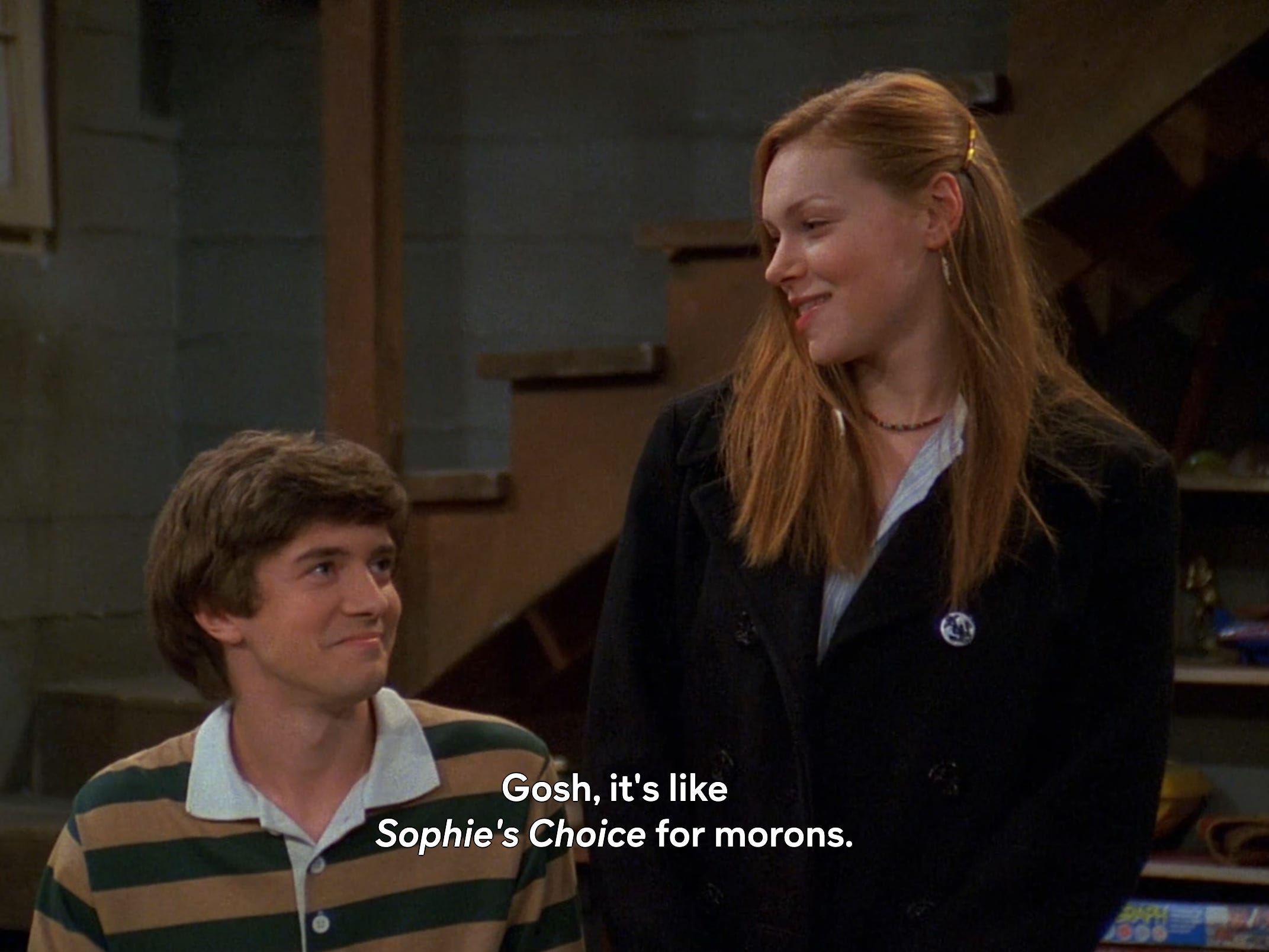 Eric Forman macht in Staffel vier, Folge 13 von „That '70s Show“ einen Witz über „Sophie’s Choice“.